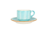 Tasse à thé Aura Aqua avec soucoupe - 210cc - lot de 6 - Chaplin Home