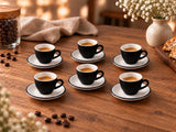Lavis Black Espresso Kop (80cc) & Schotel Set van 6
