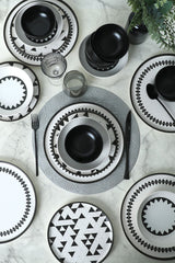 Keraart Black Pattern Nordic Dinnerware Set 24 pcs - Chaplin Home