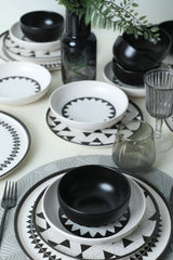 Keraart Black Pattern Nordic Dinnerware Set 24 pcs - Chaplin Home