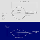 Cast Iron Frying Pan With Glass Lid - 24 cm