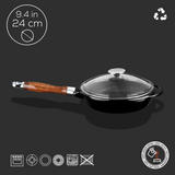 Padella In Ghisa Con Coperchio In Vetro - 24 cm