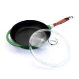 Poêle à Frire en Fonte avec Couvercle en Verre - 28 cm