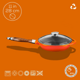 Sartén de hierro fundido con tapa de cristal - 28 cm