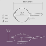 Cast Iron Frying Pan With Glass Lid - 28 cm
