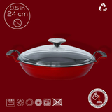 Padella In Ghisa Con Coperchio In Vetro - 24 cm