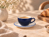 Lavis Blue Koffiekop met schotel - 250cc - set van 6