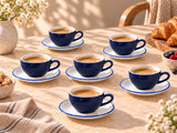 Lavis Blue Koffiekop met schotel - 250cc - set van 6