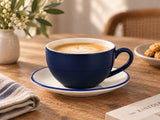 Lavis Blue Kaffeetasse mit Untertasse – 350 ml – 6er-Set