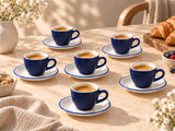 Lavis Blue Espressokop (80cc) og underkopsæt med 6 stk