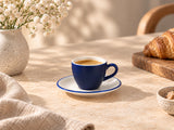 Lavis Blue Espressokop (80cc) og underkopsæt med 6 stk