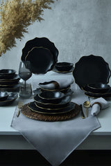 Mat Black/Gold Romeo Dinnerware Set 24 pcs - Chaplin Home
