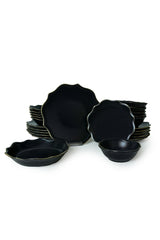 Mat Black/Gold Romeo Dinnerware Set 24 pcs - Chaplin Home
