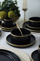 Mat Black/Gold Stackable Dinnerware Set 20 pcs - Chaplin Home