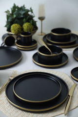 Mat Black/Gold Stackable Dinnerware Set 20 pcs - Chaplin Home