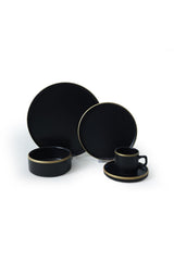Mat Black/Gold Stackable Dinnerware Set 20 pcs - Chaplin Home